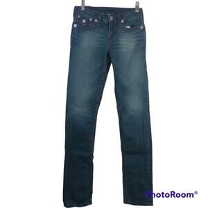 TRUE RELIGION GIRL'S JULIE SUPER T WITH PURPLE STITCHES JEANS SIZE 14